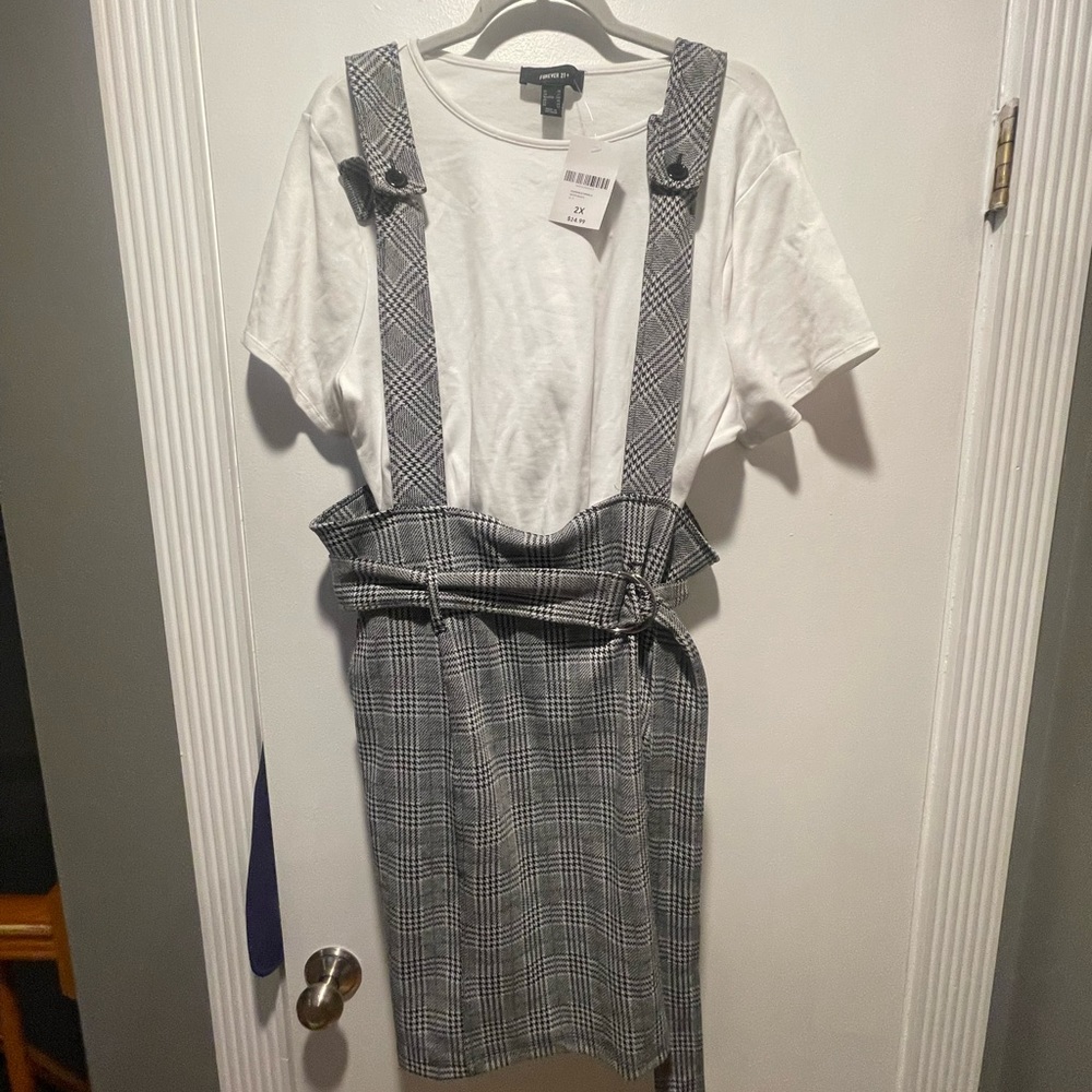 Forever 21 Plaid Overall Dress